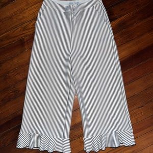 South Moon Under white and muted black striped dress pants w side zipper, size M